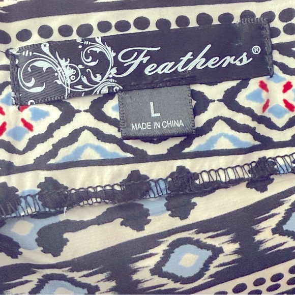 Feathers Boho Navy Blue and White Sheath Cinched Waist Mini Dress, L - Picture 3 of 9